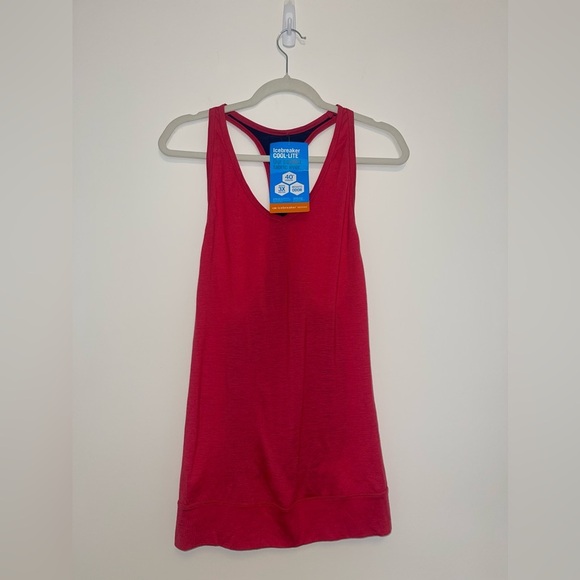 NWT Icebreaker Wool Nomi Racerback pink Tank hiking climbing running camping - Picture 2 of 7